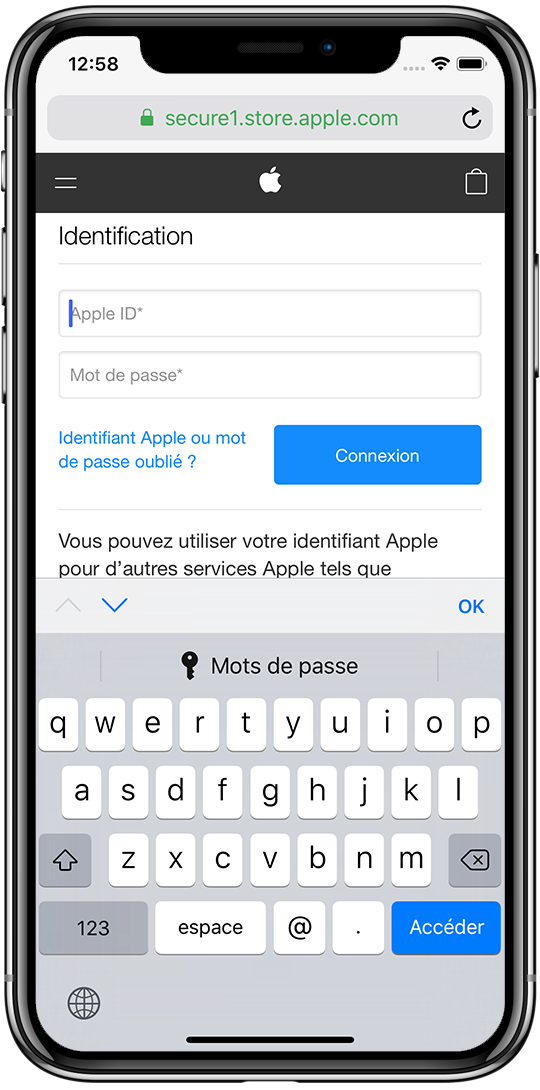 Remplir automatiquement un mot de passe dans Safari.